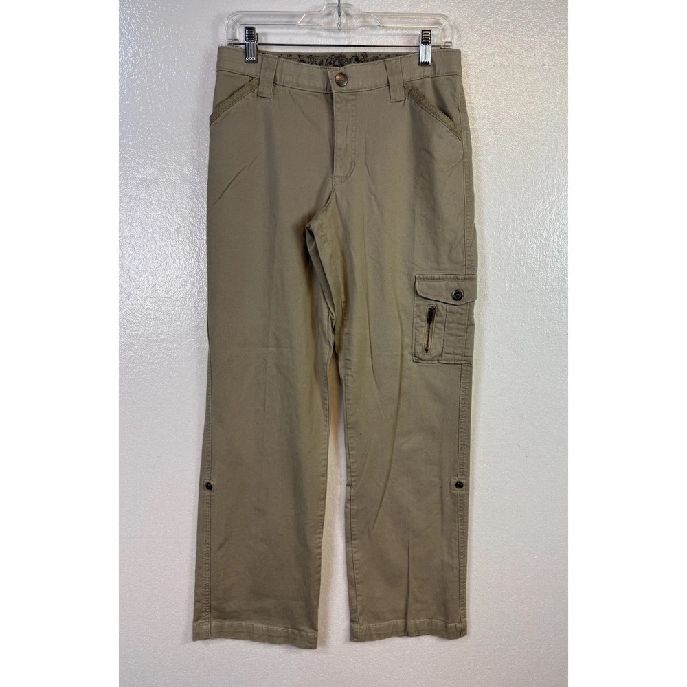 Lee Platinum Chino Pants Womens Sz 6 Khaki Beige Roll up Legs‎ Stretch 28x29